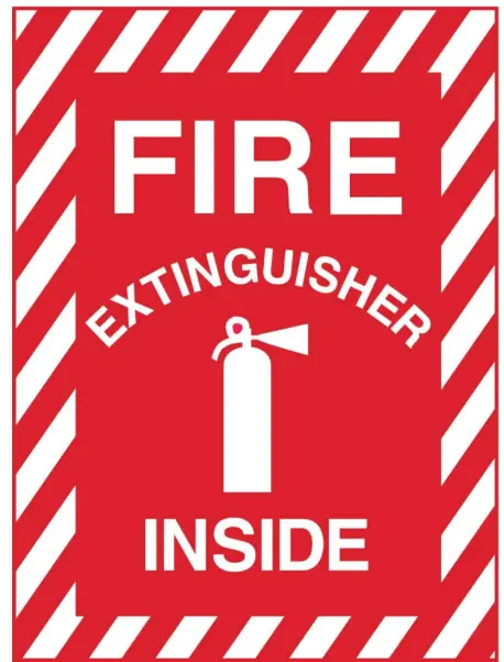 Fire Extinguisher Inside Decal 5" X 3.5" 1