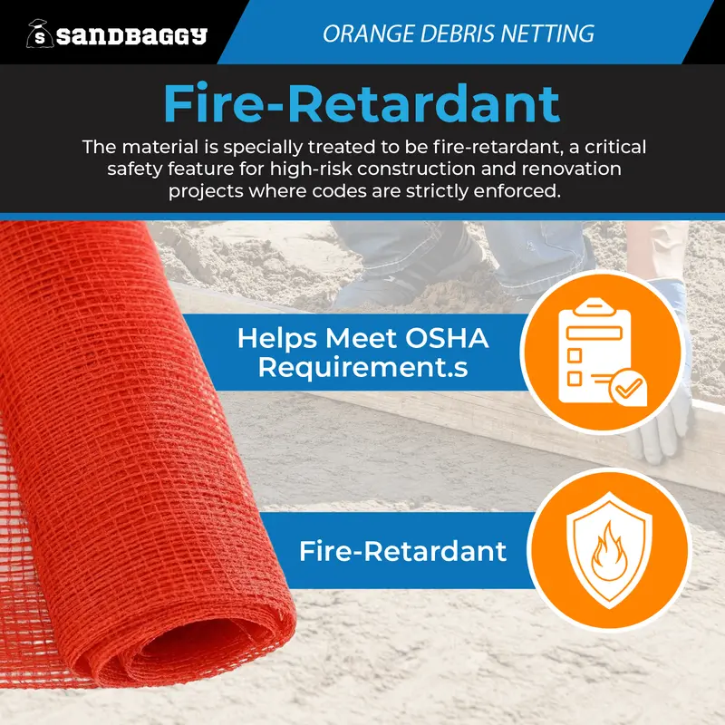 Fire Resistant Debris & Safety Netting | Orange (4 Ft X 150 Ft) 3