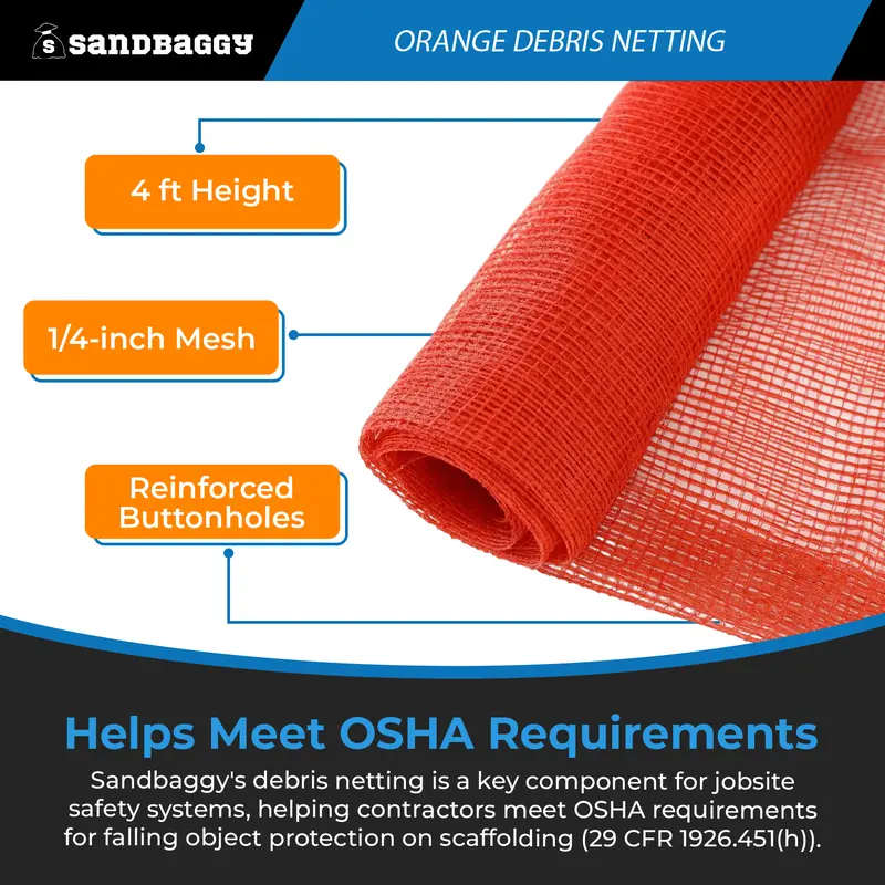 Fire Resistant Debris & Safety Netting | Orange (4 Ft X 150 Ft) 4