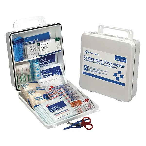 First Aid Only 50 Person Ansi First Aid Kit, Weatherproof Plastic Case, Wall Mount, Carry Handle 1