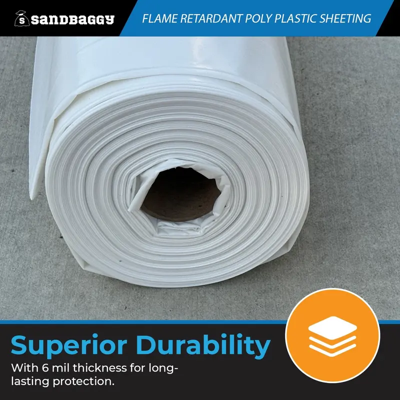 Flame Retardant Poly Plastic Sheeting 6 Mil – 20 Ft X 100 Ft, White | Usa Made 3