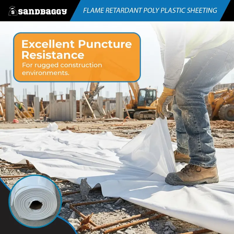 Flame Retardant Poly Plastic Sheeting 6 Mil – 20 Ft X 100 Ft, White | Usa Made 6