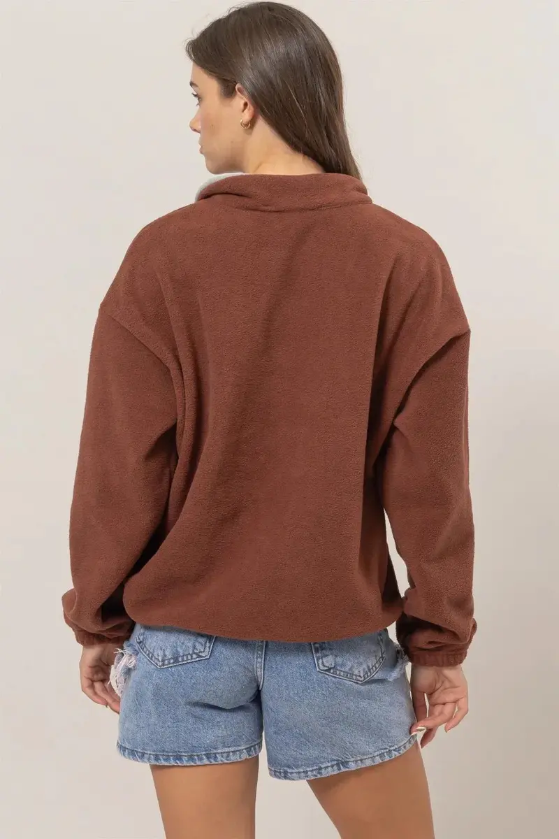 Fleece Color Block Half Zip Sweatshirt 2