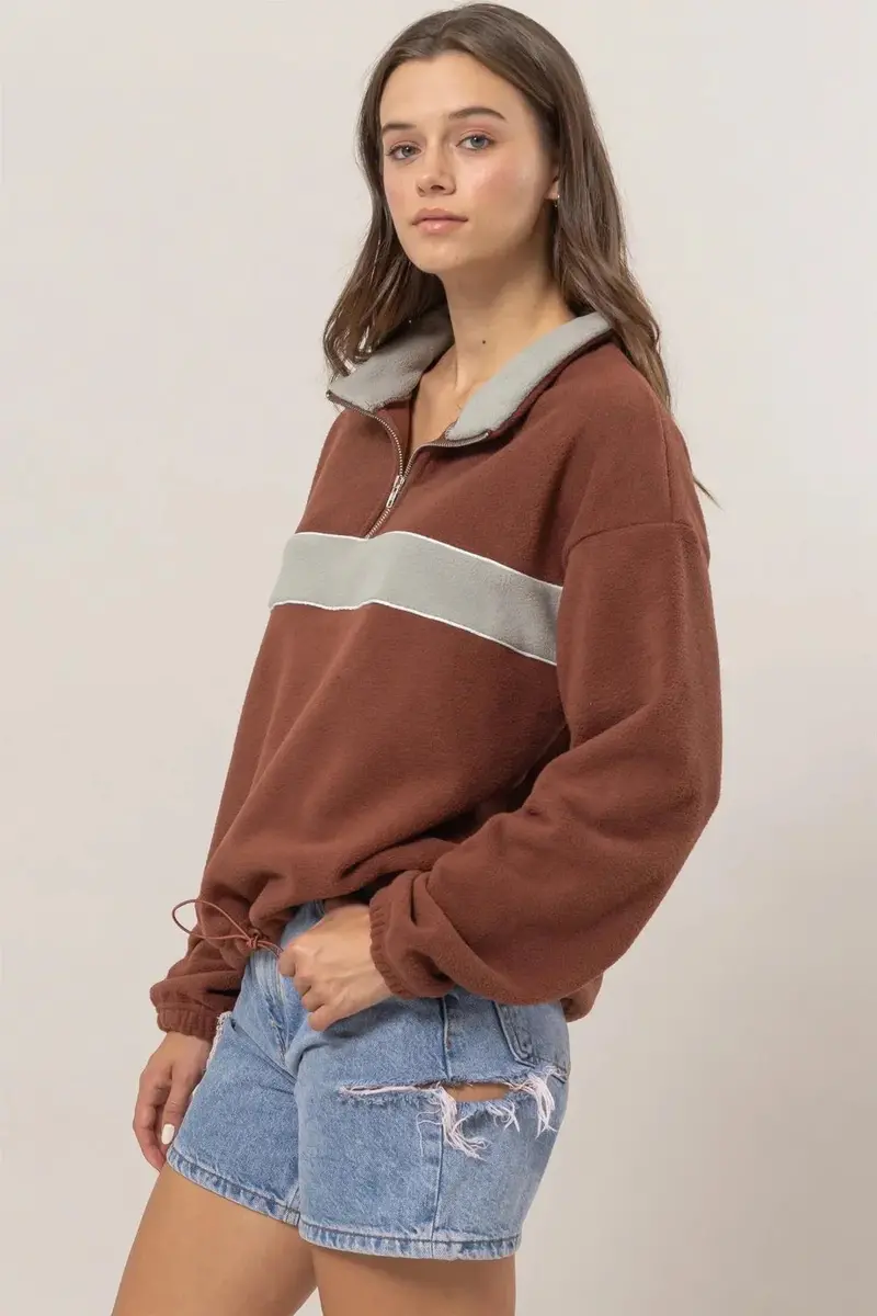 Fleece Color Block Half Zip Sweatshirt 3