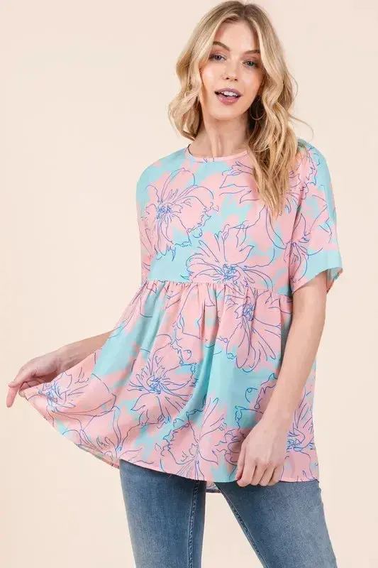 Floral Babydoll Tunic Top 1