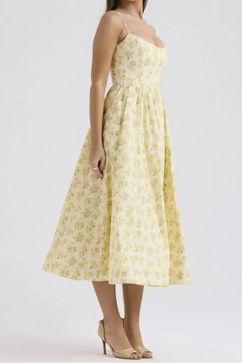 Floral Print Spaghetti Strap Midi Dress 10