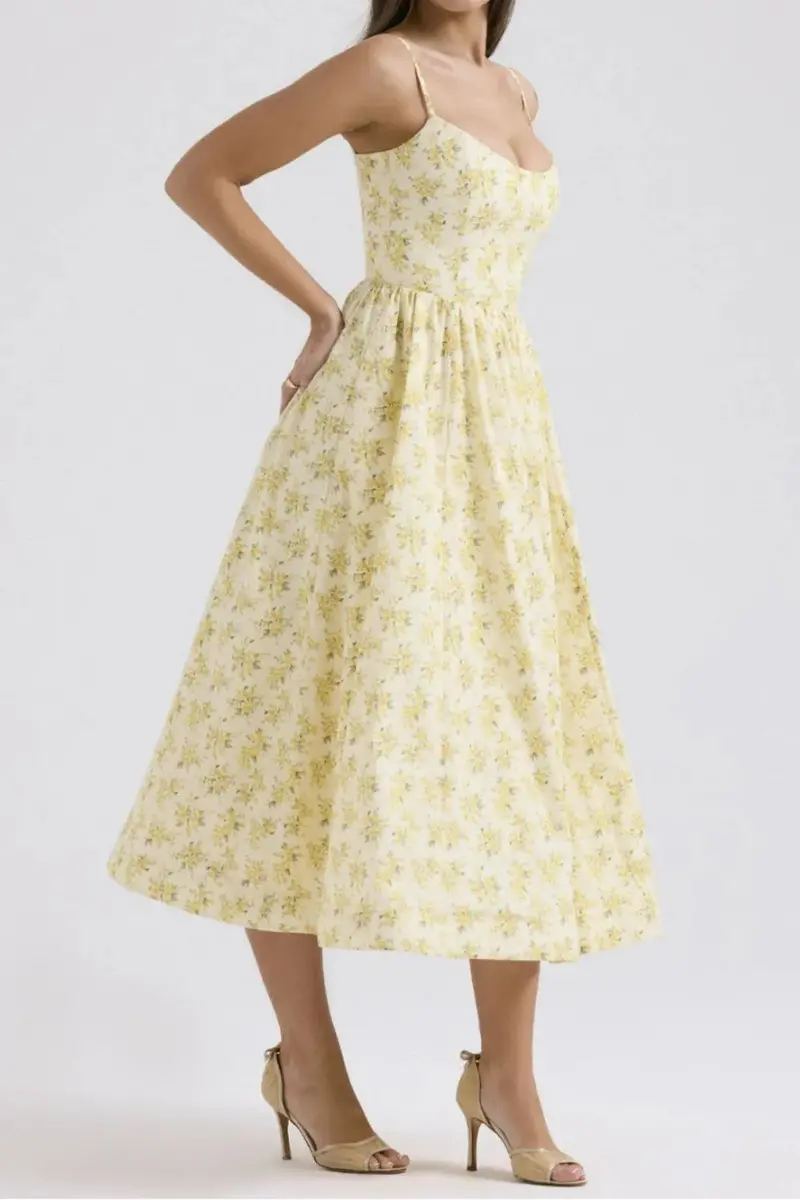 Floral Print Spaghetti Strap Midi Dress 11