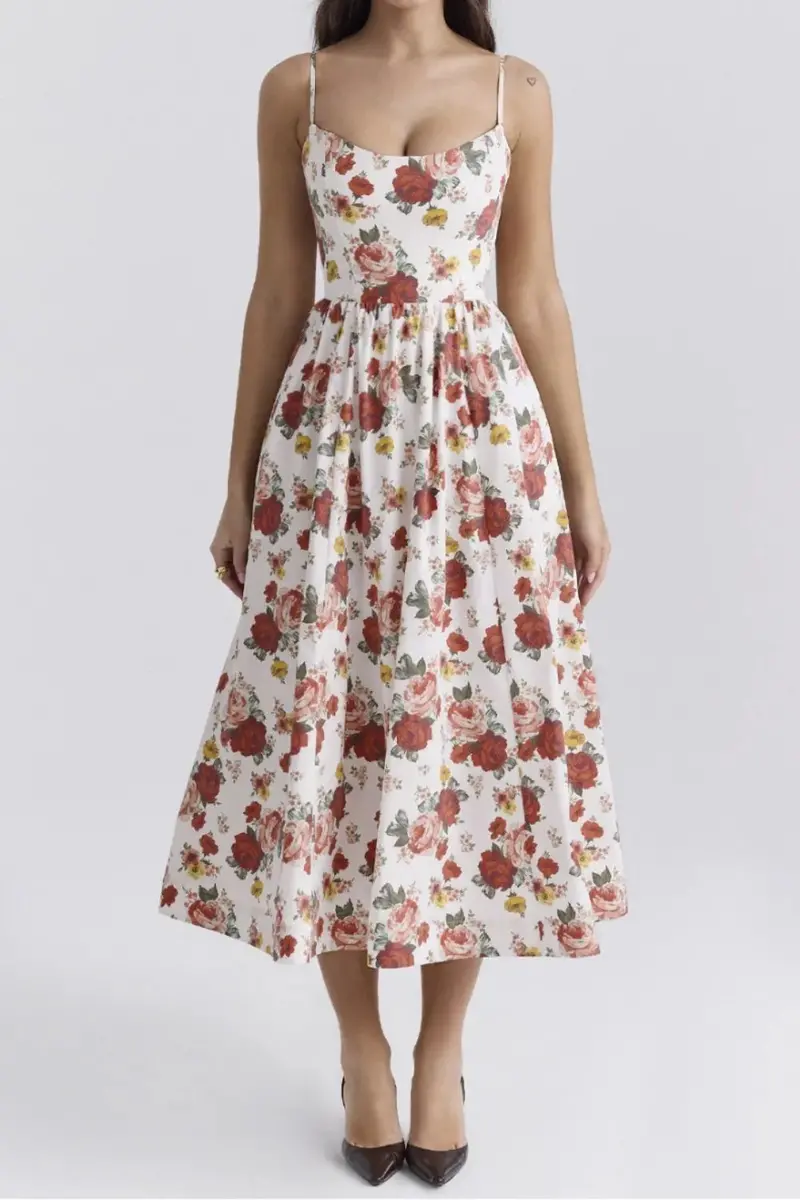 Floral Print Spaghetti Strap Midi Dress 2