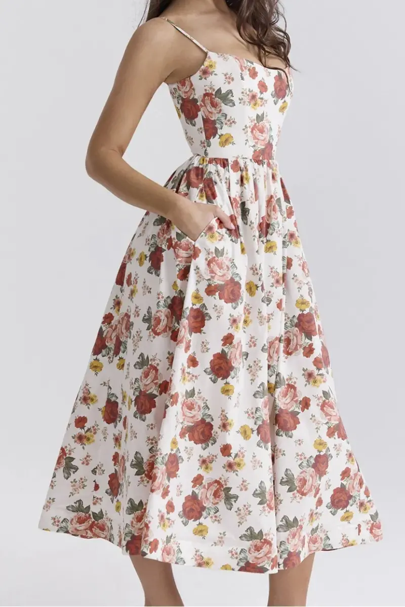 Floral Print Spaghetti Strap Midi Dress 3