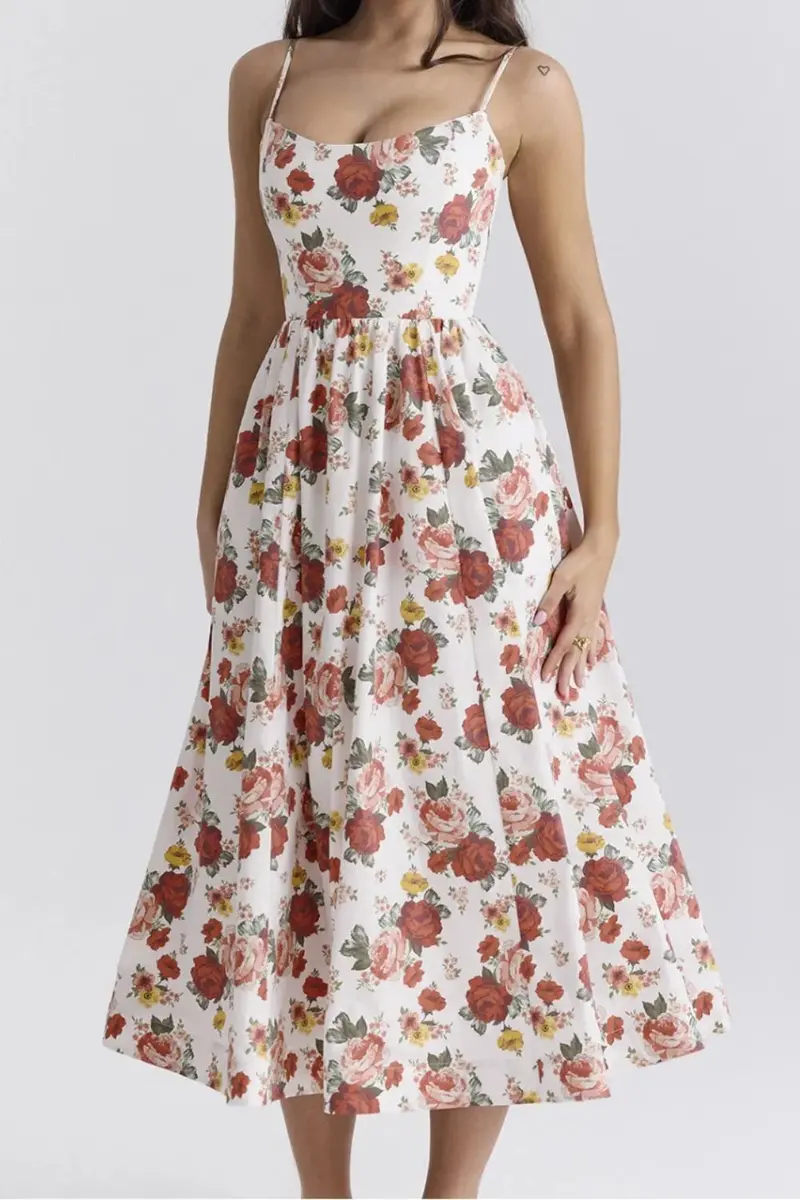 Floral Print Spaghetti Strap Midi Dress 4