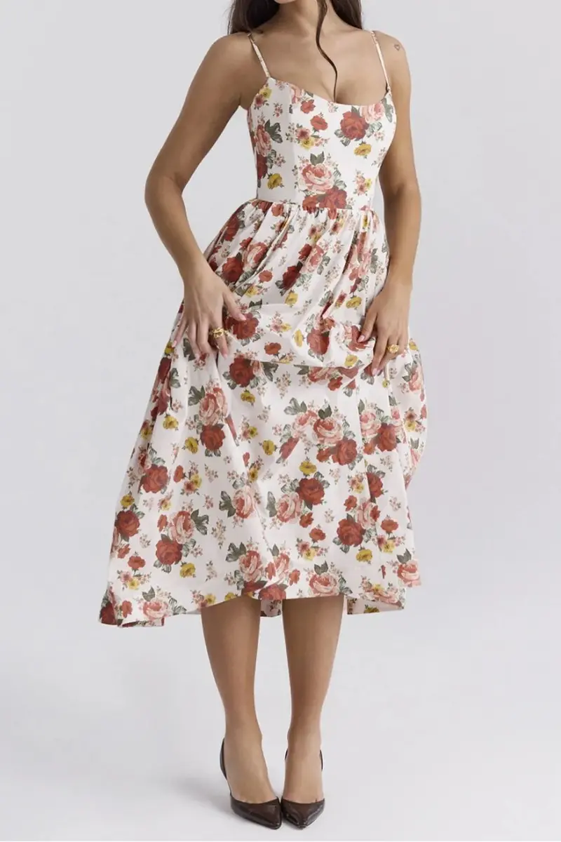 Floral Print Spaghetti Strap Midi Dress 5