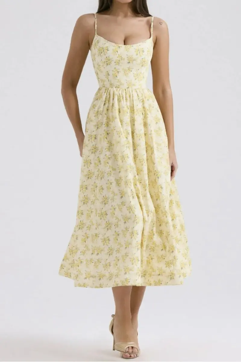Floral Print Spaghetti Strap Midi Dress 8