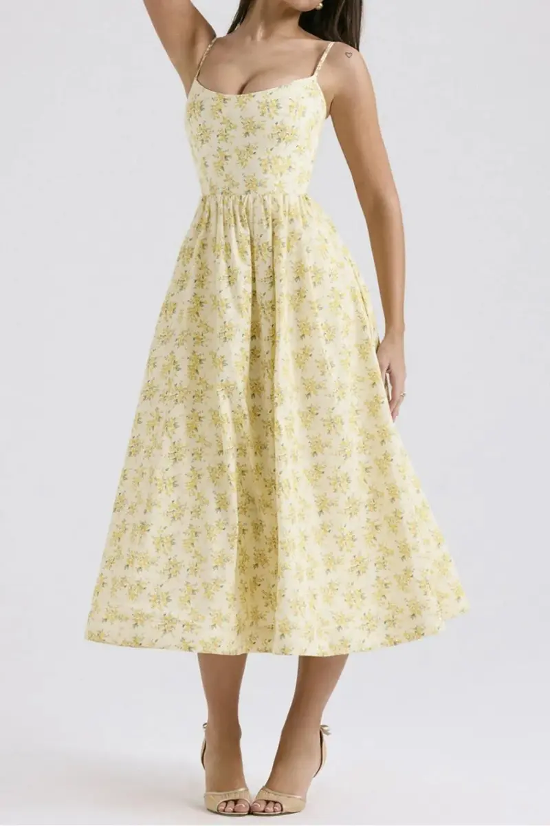 Floral Print Spaghetti Strap Midi Dress 9
