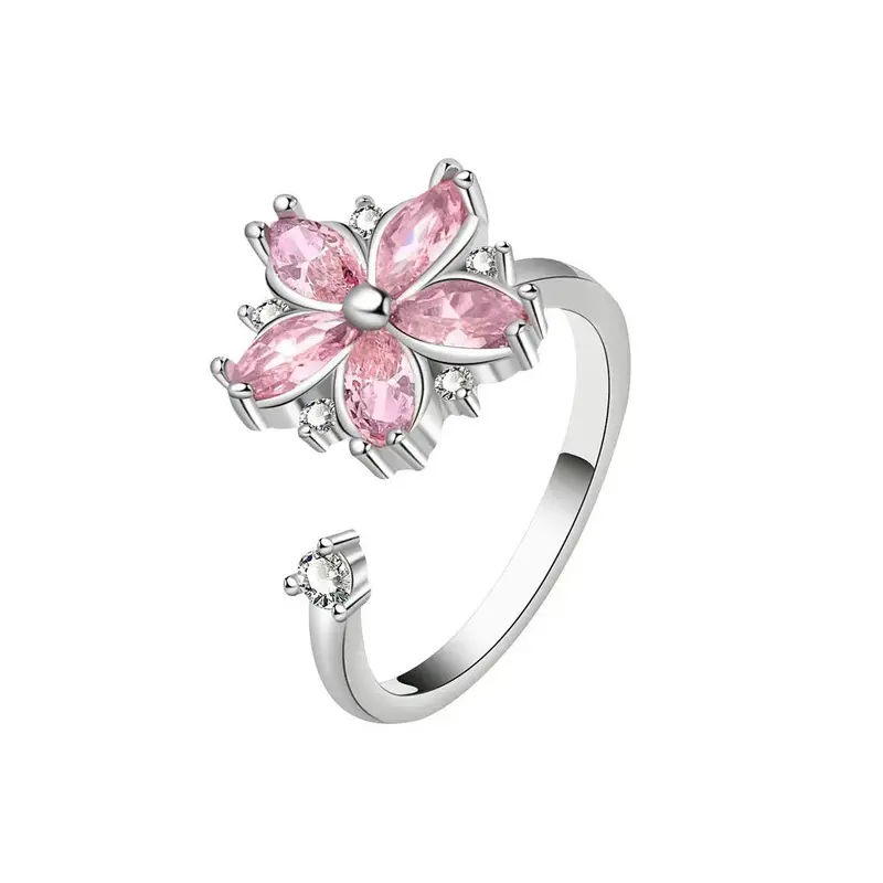 Floral Zircon Rotatable Stress-Relief Ring. 1