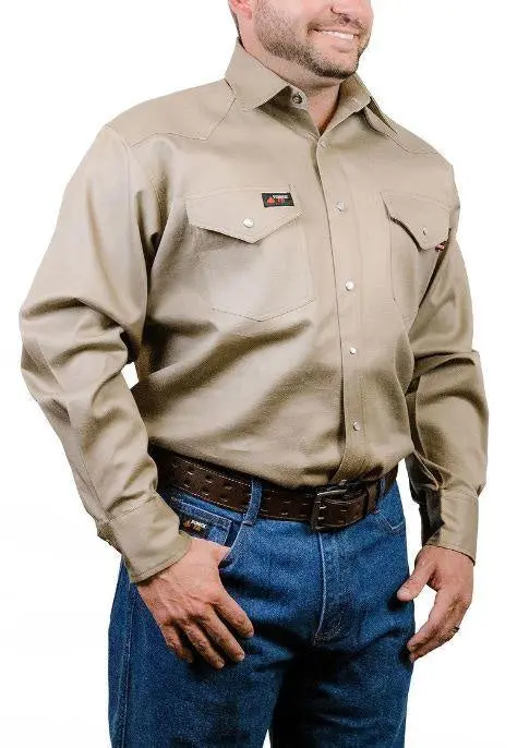Forge Fr Snap Front Khaki Work Shirt 1