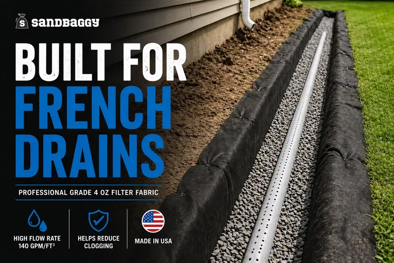 French Drain Filter Fabric | Non-Woven Geotextile Fabric (4 Oz) - Usa Made 2