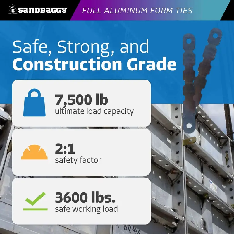 Full Aluminum Form Ties - Round End (6" - 12" Concrete Walls) 12