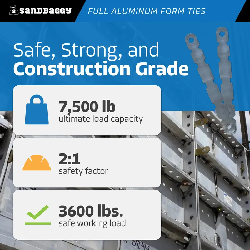 Full Aluminum Form Ties - Round End (6" - 12" Concrete Walls) 18