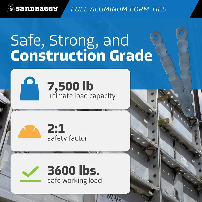 Full Aluminum Form Ties - Round End (6" - 12" Concrete Walls) 24