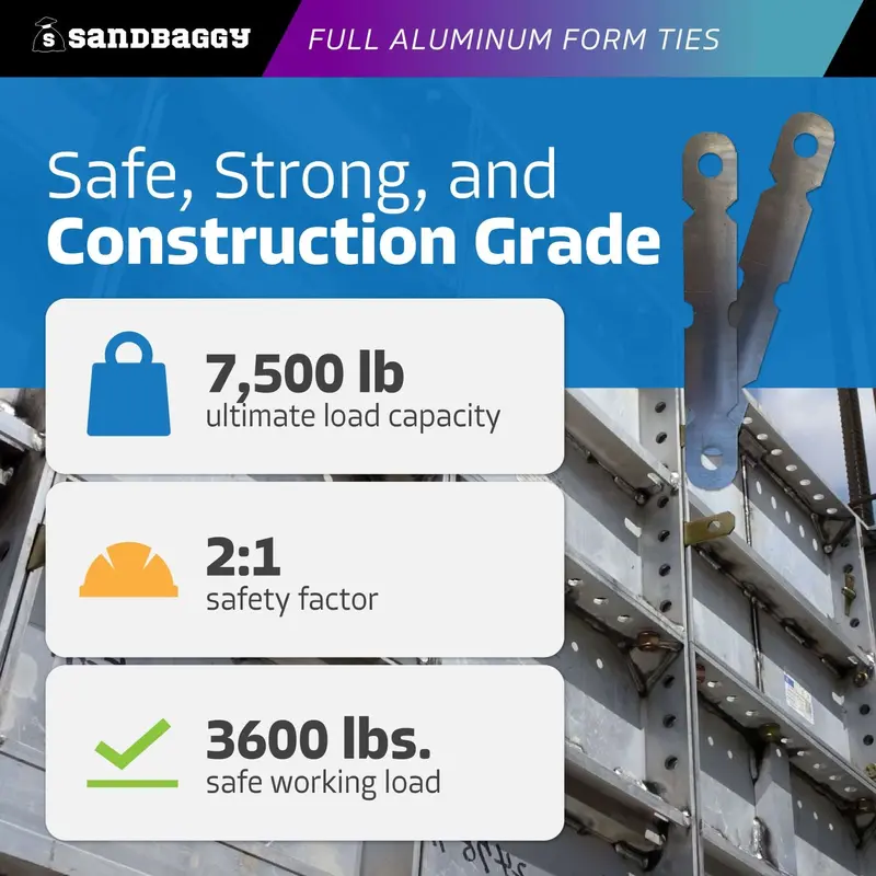 Full Aluminum Form Ties - Round End (6" - 12" Concrete Walls) 6