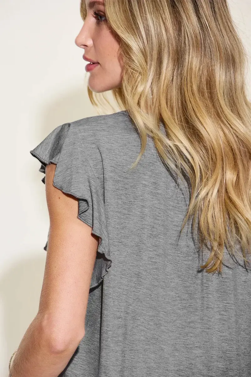 Full Size Bamboo Notched Ruffled Short Sleeve T-Shirt 21