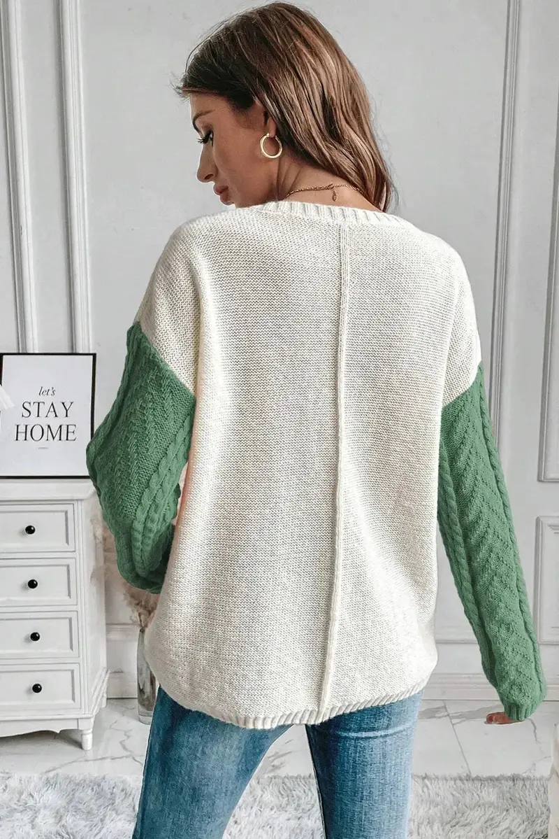 Full Size Color Block Drop Shoulder Sweater 6