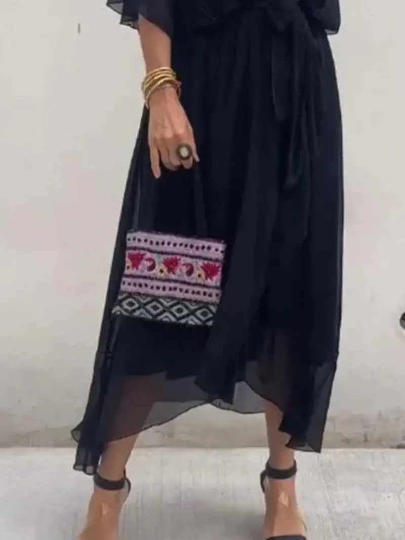 Full Size Flowy Tie Front Midi Dress With Flutter Sleeves Plus Size 24