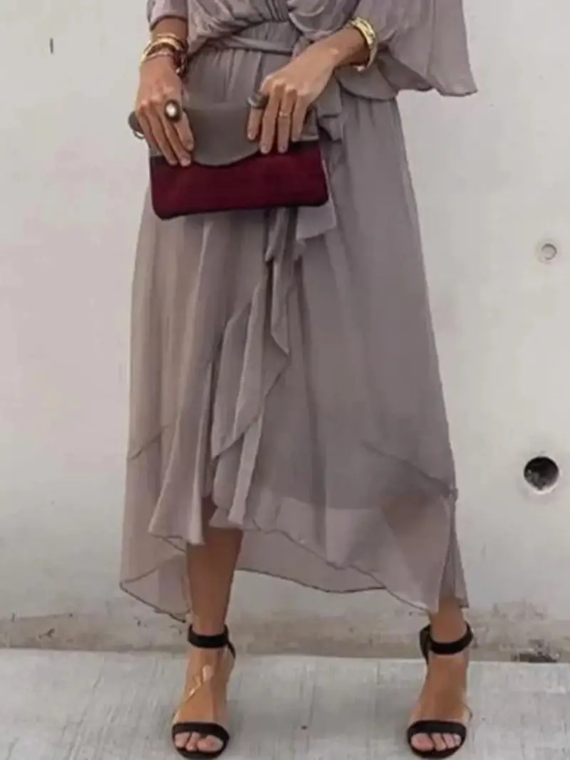 Full Size Flowy Tie Front Midi Dress With Flutter Sleeves Plus Size 30