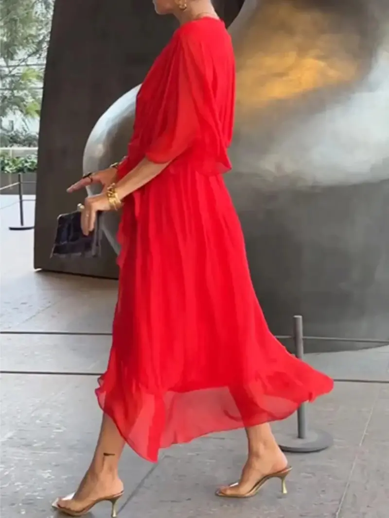 Full Size Flowy Tie Front Midi Dress With Flutter Sleeves Plus Size 8