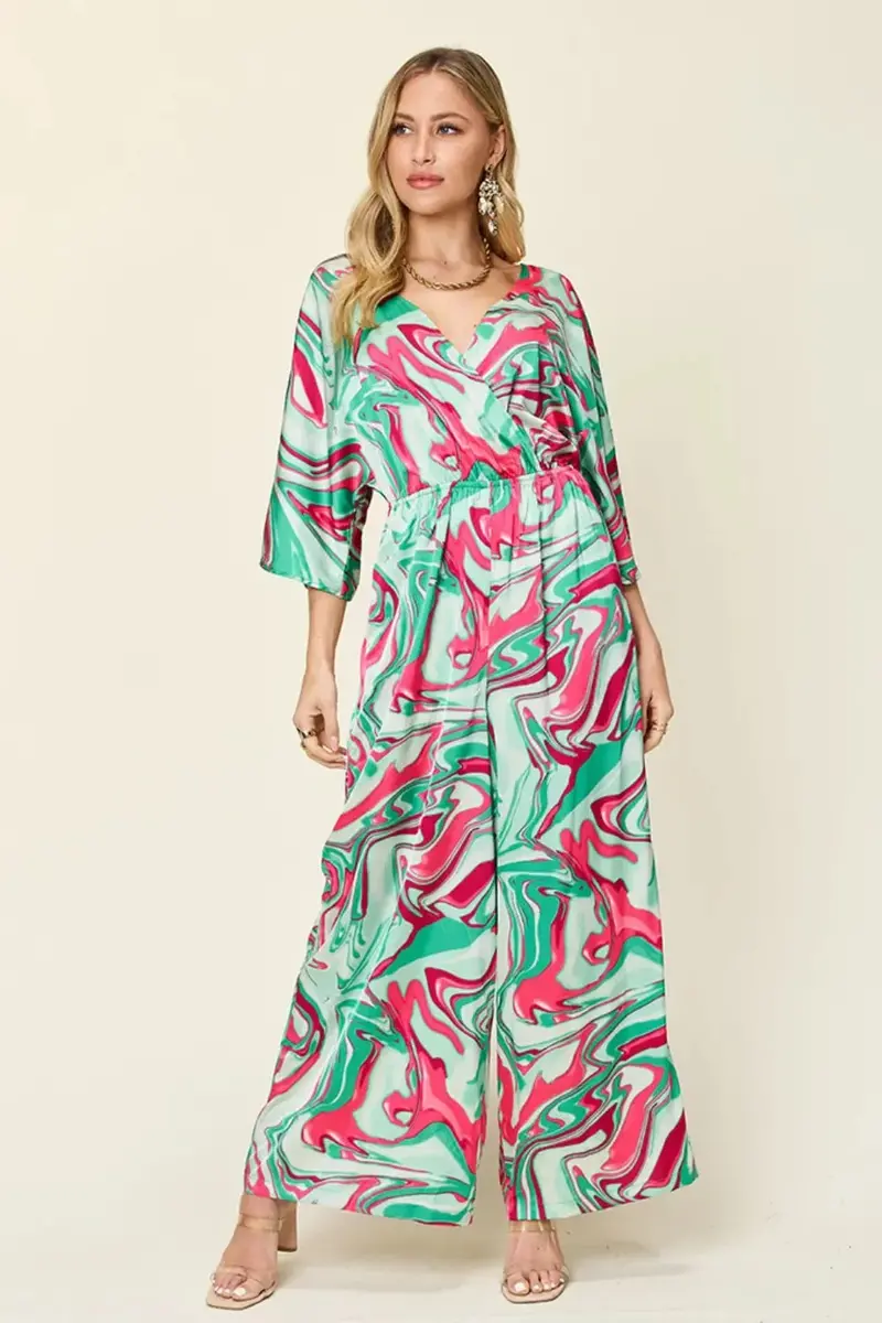 Full Size Half Sleeve Wide Leg Jumpsuit 1