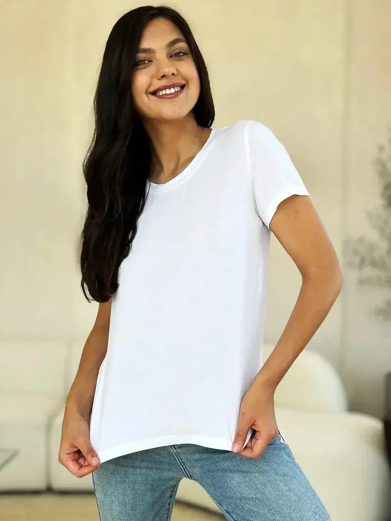 Full Size Round Neck Short Sleeve T-Shirt 9