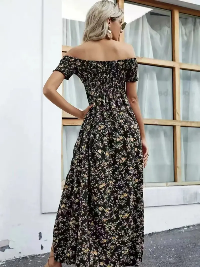 Full Size Slit Off-Shoulder Floral Midi Dress Plus Size 24