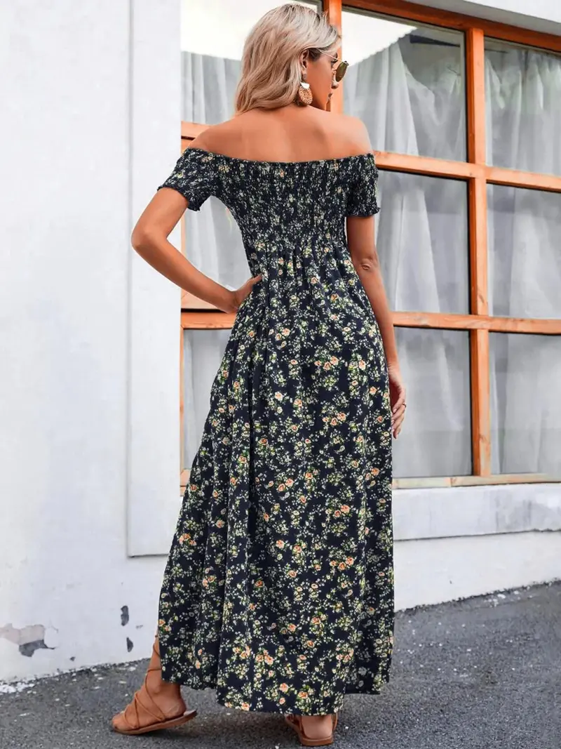 Full Size Slit Off-Shoulder Floral Midi Dress Plus Size 3