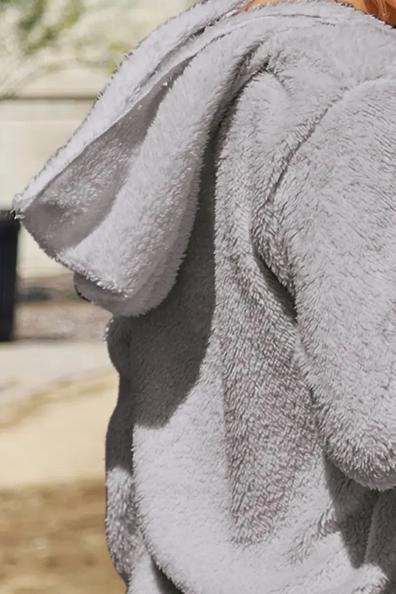 Full Size Teddy Hooded Jacket With Pockets 12