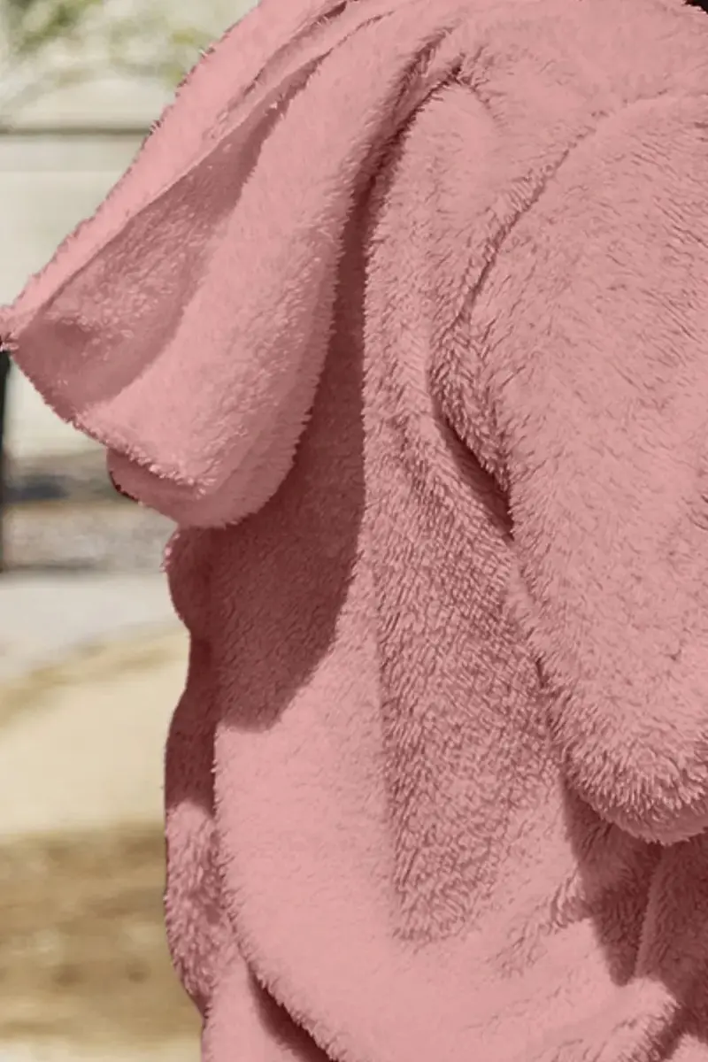 Full Size Teddy Hooded Jacket With Pockets 21