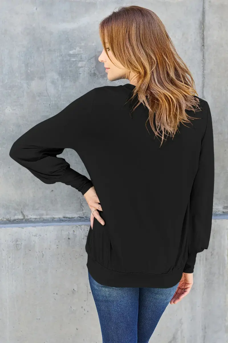 Full Size V-Neck Lantern Sleeve Top 11