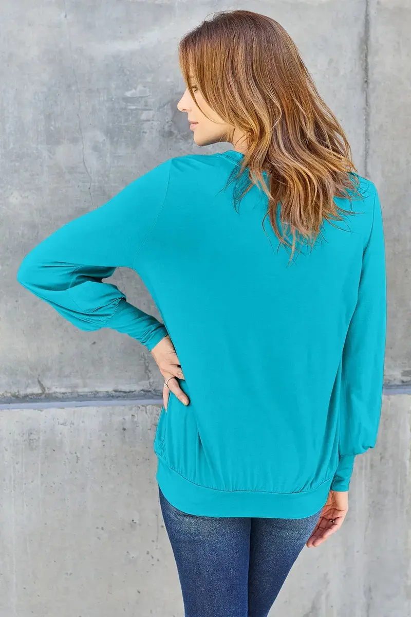 Full Size V-Neck Lantern Sleeve Top 2