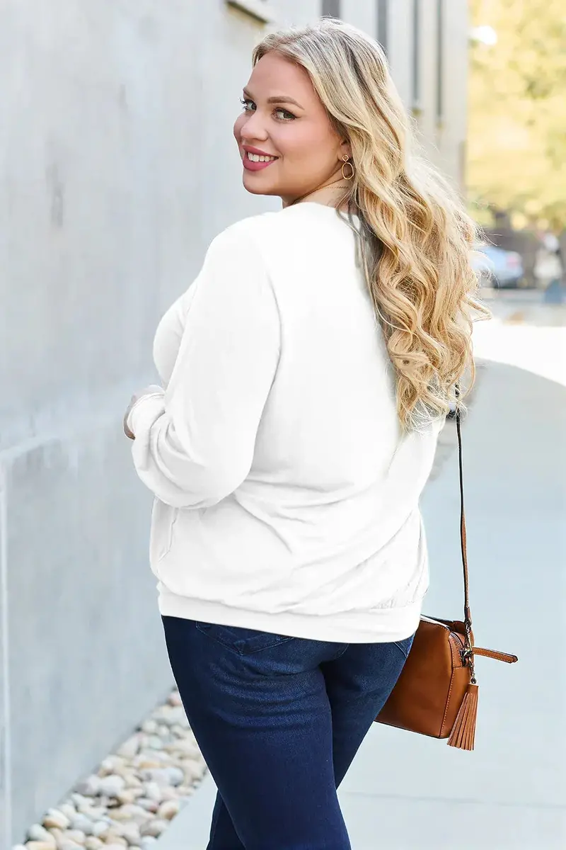 Full Size V-Neck Lantern Sleeve Top 28