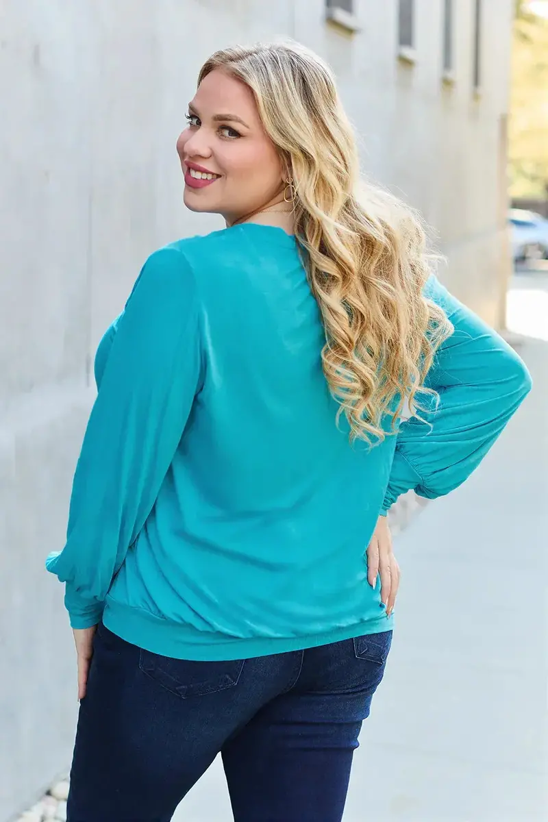 Full Size V-Neck Lantern Sleeve Top 6