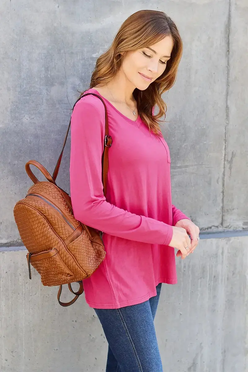 Full Size V-Neck Long Sleeve Top 10