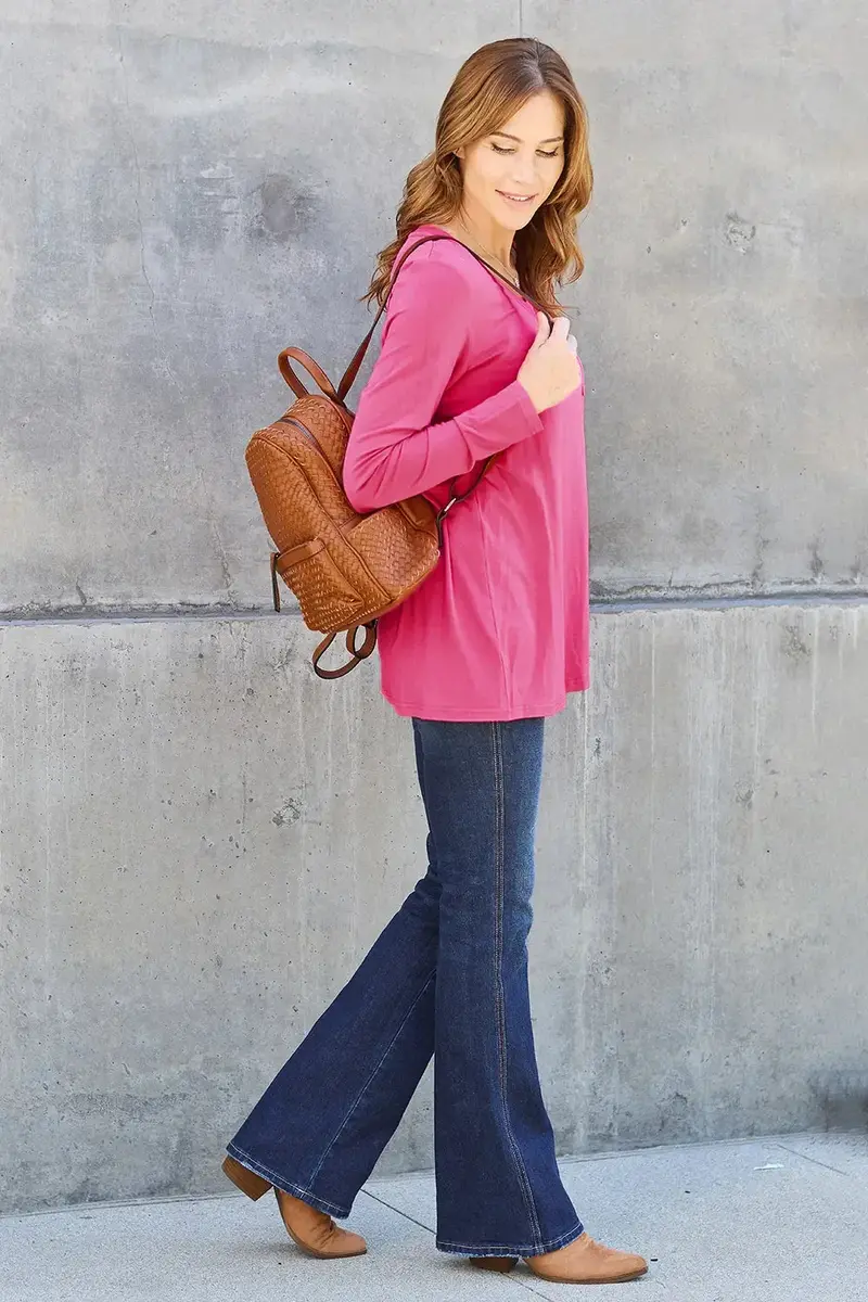 Full Size V-Neck Long Sleeve Top 13