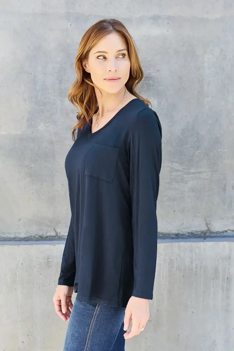 Full Size V-Neck Long Sleeve Top 16