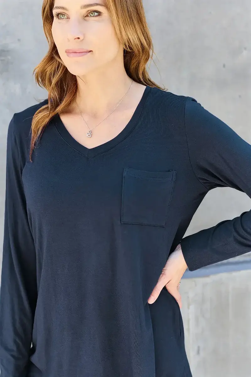 Full Size V-Neck Long Sleeve Top 18