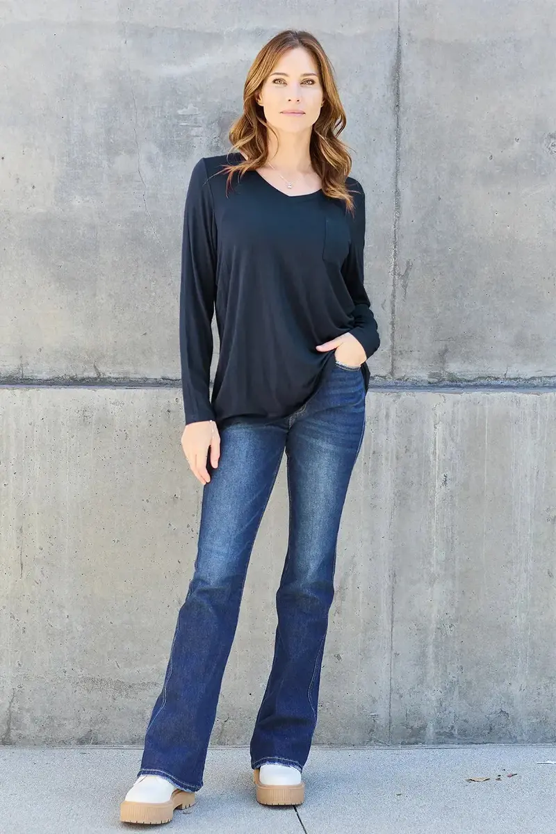 Full Size V-Neck Long Sleeve Top 19