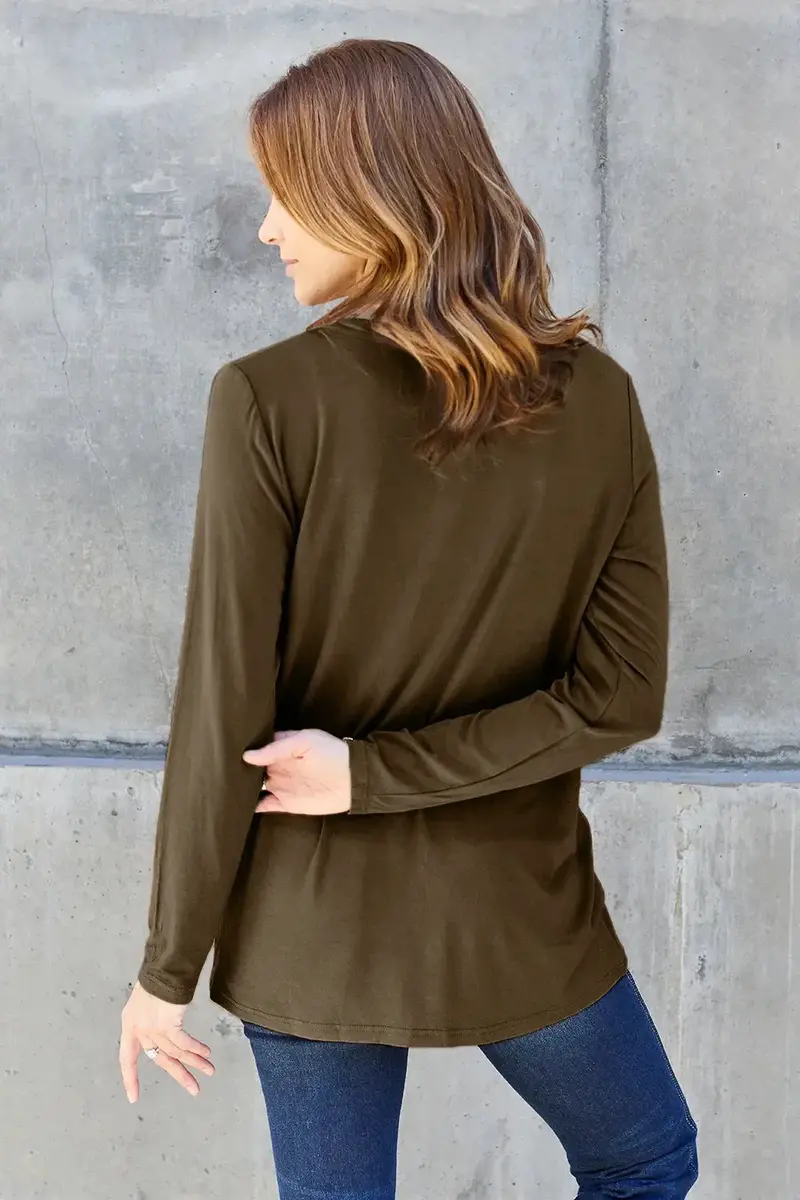 Full Size V-Neck Long Sleeve Top 2