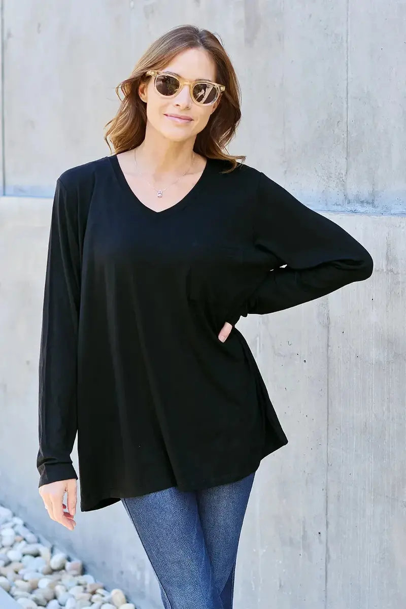 Full Size V-Neck Long Sleeve Top 20