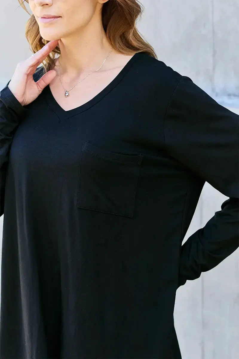 Full Size V-Neck Long Sleeve Top 22