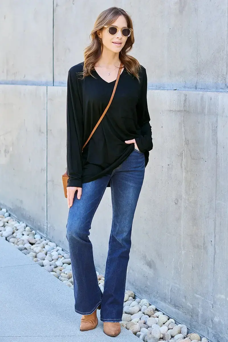 Full Size V-Neck Long Sleeve Top 23