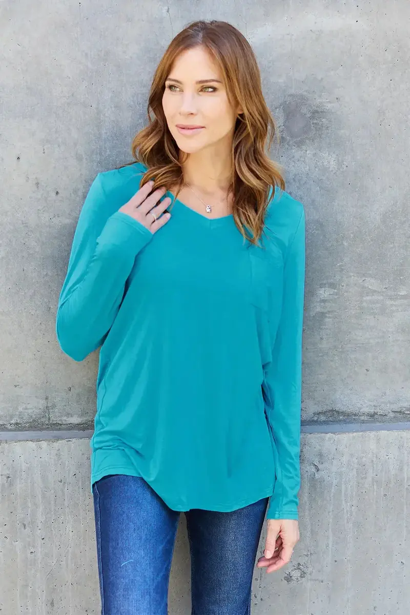 Full Size V-Neck Long Sleeve Top 25