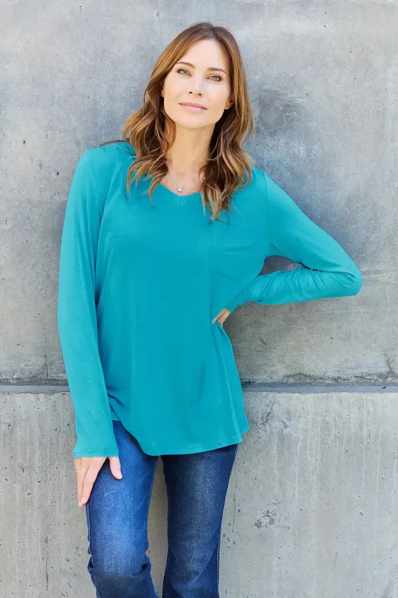 Full Size V-Neck Long Sleeve Top 25
